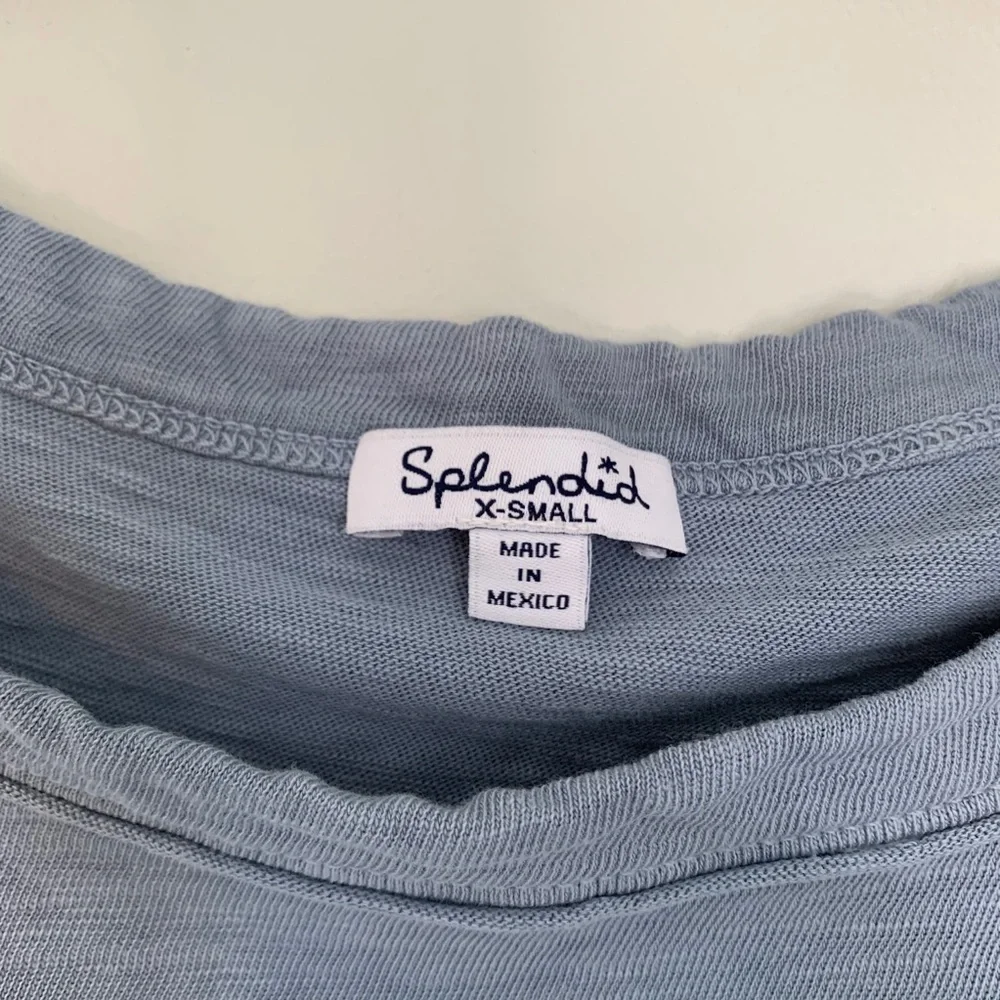 Splendid Oversized Crew Neck Crop Top Blue Sz XS - Picture 3 of 7